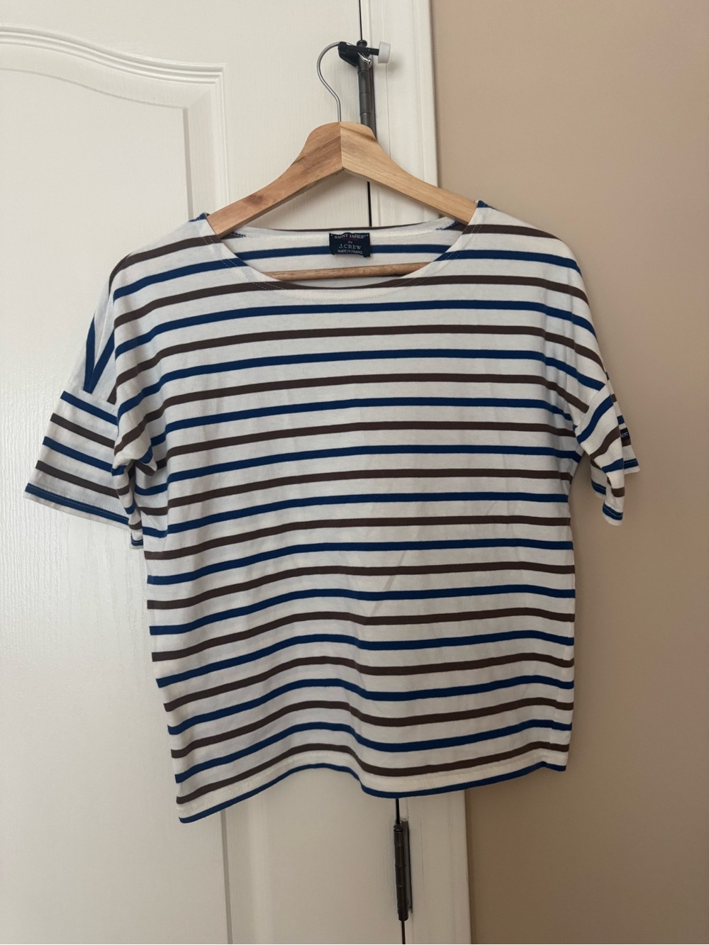 J.Crew x Saint James Blue Brown Striped T Shirt Size small